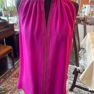 Elie Tahari Fuchsia Blouse with Ruffle Trim